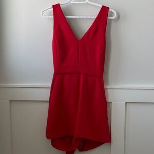 Aritzia Red Sleeveless V-Neck jumpsuit